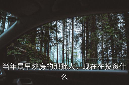 當(dāng)年最早炒房的那批人，現(xiàn)在在投資什么