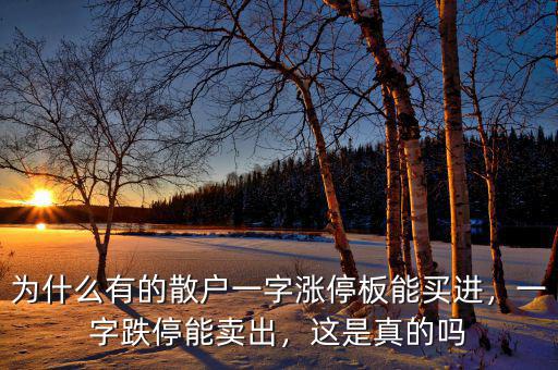為什么有的散戶一字漲停板能買進(jìn)，一字跌停能賣出，這是真的嗎