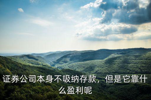 證券公司本身不吸納存款，但是它靠什么盈利呢