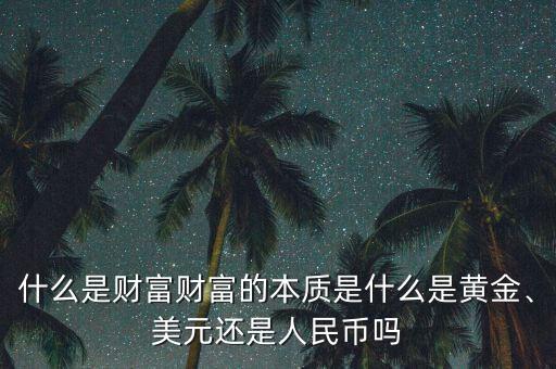 什么是財(cái)富財(cái)富的本質(zhì)是什么是黃金、美元還是人民幣嗎