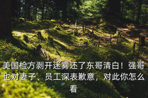 美國檢方剝開迷霧還了東哥清白！強(qiáng)哥也對(duì)妻子、員工深表歉意，對(duì)此你怎么看