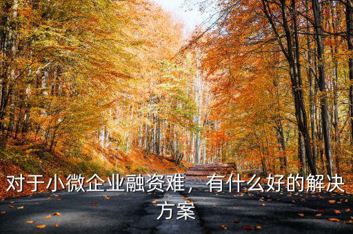 對于小微企業(yè)融資難，有什么好的解決方案