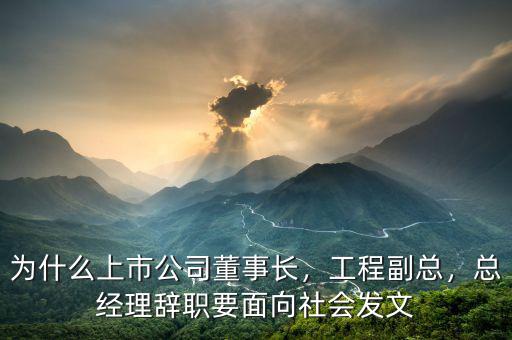 為什么上市公司董事長(zhǎng)，工程副總，總經(jīng)理辭職要面向社會(huì)發(fā)文