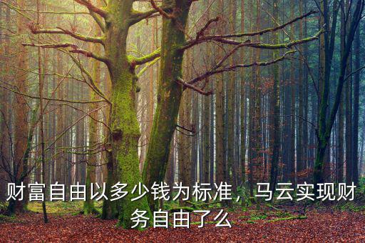 財(cái)富自由以多少錢(qián)為標(biāo)準(zhǔn)，馬云實(shí)現(xiàn)財(cái)務(wù)自由了么