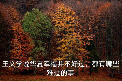 王文學(xué)說華夏幸福并不好過，都有哪些難過的事
