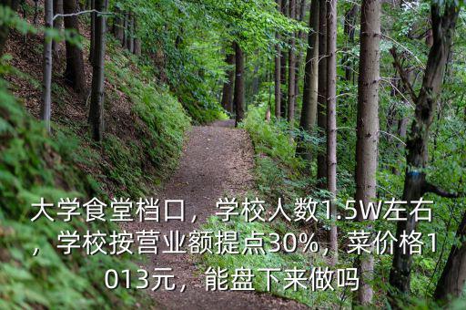 大學(xué)食堂檔口，學(xué)校人數(shù)1.5W左右，學(xué)校按營(yíng)業(yè)額提點(diǎn)30%，菜價(jià)格1013元，能盤下來(lái)做嗎