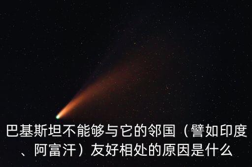 巴基斯坦不能夠與它的鄰國（譬如印度、阿富汗）友好相處的原因是什么