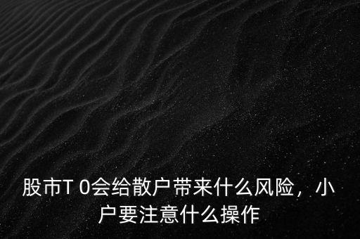 股市T 0會給散戶帶來什么風(fēng)險，小戶要注意什么操作