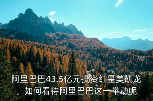 阿里巴巴43.5億元投資紅星美凱龍，如何看待阿里巴巴這一舉動(dòng)呢