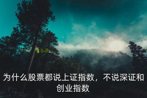 為什么股票都說上證指數(shù)，不說深證和創(chuàng)業(yè)指數(shù)