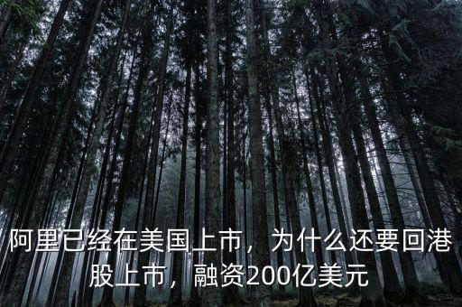 阿里已經(jīng)在美國(guó)上市，為什么還要回港股上市，融資200億美元