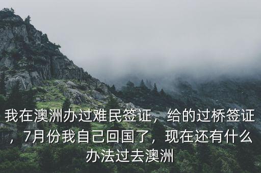 我在澳洲辦過難民簽證，給的過橋簽證，7月份我自己回國(guó)了，現(xiàn)在還有什么辦法過去澳洲