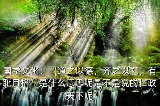 國學文化：“道之以德，齊之以禮，有恥且格”是什么意思呢是不是說的仁政天下呢