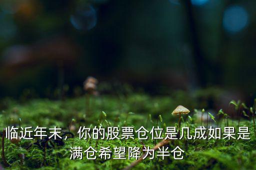 臨近年末，你的股票倉位是幾成如果是滿倉希望降為半倉