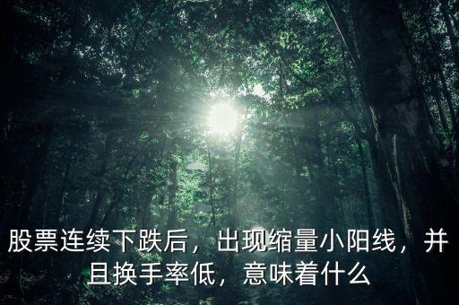 股票連續(xù)下跌后，出現(xiàn)縮量小陽線，并且換手率低，意味著什么