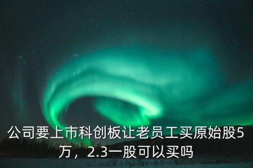 公司要上市科創(chuàng)板讓老員工買原始股5萬(wàn)，2.3一股可以買嗎