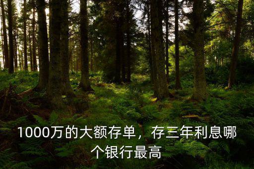 1000萬的大額存單，存三年利息哪個銀行最高