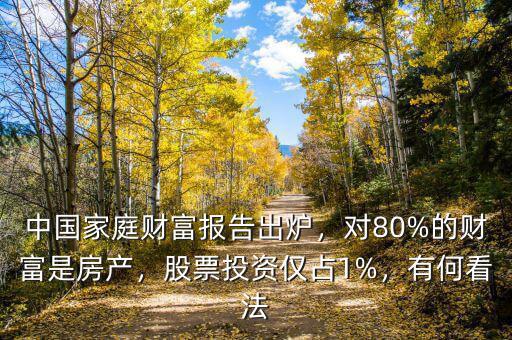 中國家庭財富報告出爐，對80%的財富是房產(chǎn)，股票投資僅占1%，有何看法