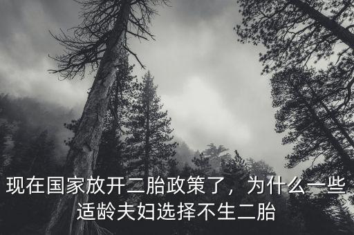 現(xiàn)在國(guó)家放開(kāi)二胎政策了，為什么一些適齡夫婦選擇不生二胎