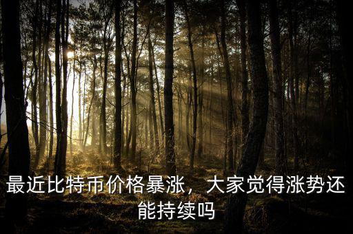 最近比特幣價(jià)格暴漲，大家覺得漲勢(shì)還能持續(xù)嗎