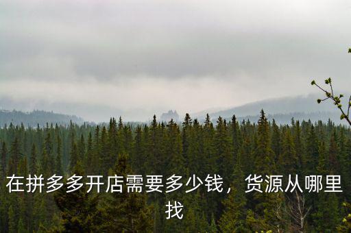在拼多多開店需要多少錢，貨源從哪里找