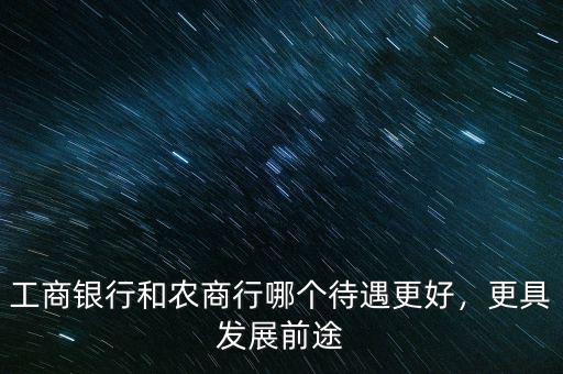 工商銀行和農商行哪個待遇更好，更具發(fā)展前途