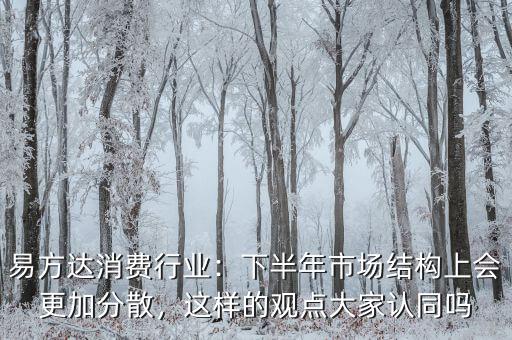 易方達消費行業(yè)：下半年市場結構上會更加分散，這樣的觀點大家認同嗎