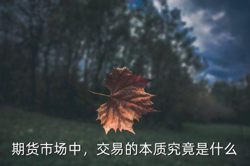 期貨市場中，交易的本質(zhì)究竟是什么