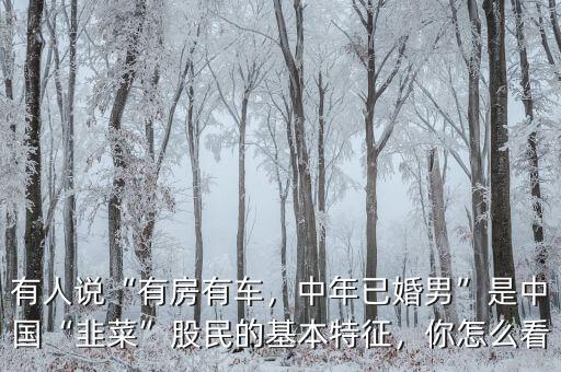 有人說“有房有車，中年已婚男”是中國“韭菜”股民的基本特征，你怎么看
