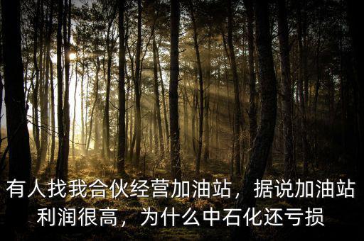 有人找我合伙經營加油站，據說加油站利潤很高，為什么中石化還虧損