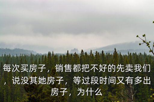 每次買房子，銷售都把不好的先賣我們，說沒其她房子，等過段時間又有多出房子，為什么