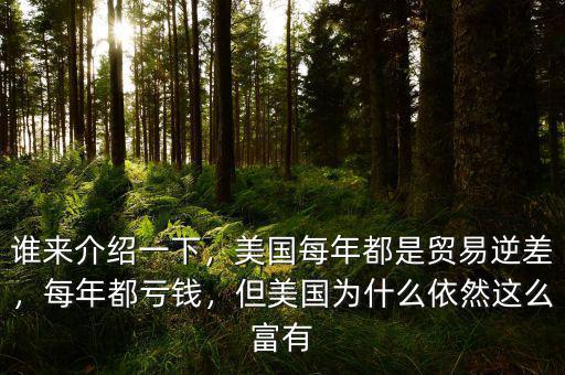 誰(shuí)來(lái)介紹一下，美國(guó)每年都是貿(mào)易逆差，每年都虧錢，但美國(guó)為什么依然這么富有
