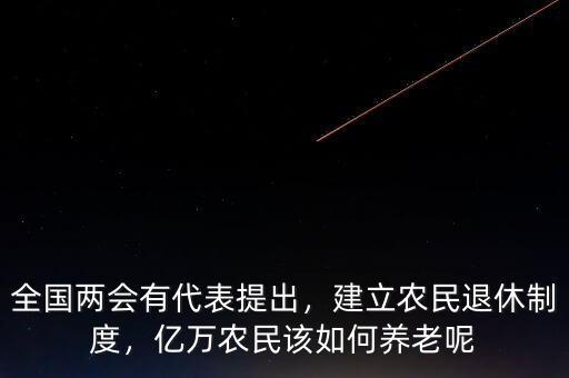 全國兩會有代表提出，建立農(nóng)民退休制度，億萬農(nóng)民該如何養(yǎng)老呢