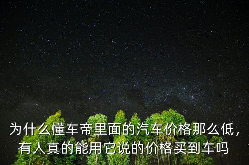 為什么懂車帝里面的汽車價格那么低，有人真的能用它說的價格買到車嗎