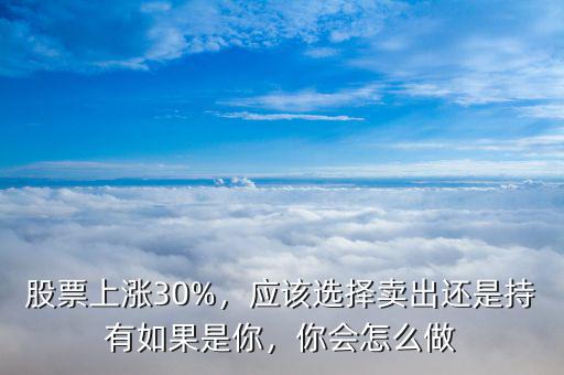 股票上漲30%，應該選擇賣出還是持有如果是你，你會怎么做
