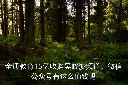 全通教育15億收購吳曉波頻道，微信公眾號(hào)有這么值錢嗎
