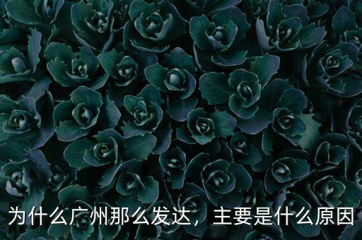 為什么廣州那么發(fā)達，主要是什么原因