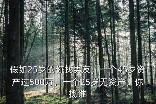假如25歲的你找男友，一個(gè)45歲資產(chǎn)過(guò)500萬(wàn)，一個(gè)25歲無(wú)資產(chǎn)，你找誰(shuí)