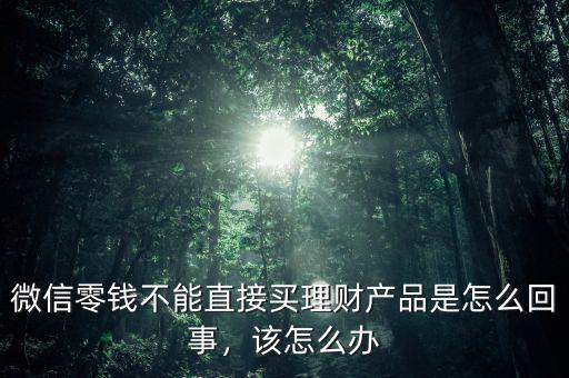 微信零錢不能直接買理財產(chǎn)品是怎么回事，該怎么辦