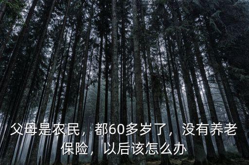 父母是農(nóng)民，都60多歲了，沒有養(yǎng)老保險，以后該怎么辦