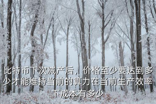 比特幣下次減產(chǎn)后，價(jià)格至少要達(dá)到多少才能維持當(dāng)前的算力在當(dāng)前生產(chǎn)效率下成本有多少
