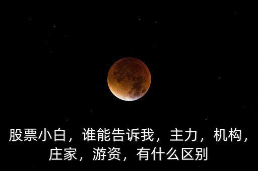 股票小白，誰能告訴我，主力，機(jī)構(gòu)，莊家，游資，有什么區(qū)別