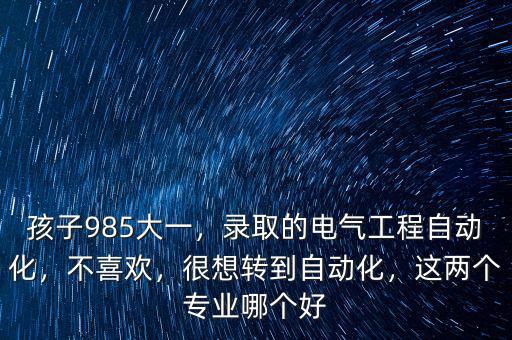 孩子985大一，錄取的電氣工程自動化，不喜歡，很想轉(zhuǎn)到自動化，這兩個專業(yè)哪個好