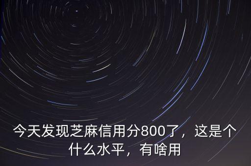 今天發(fā)現(xiàn)芝麻信用分800了，這是個(gè)什么水平，有啥用