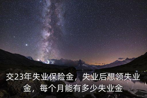 交23年失業(yè)保險金，失業(yè)后想領(lǐng)失業(yè)金，每個月能有多少失業(yè)金