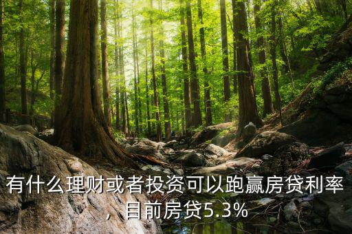 有什么理財(cái)或者投資可以跑贏房貸利率，目前房貸5.3%