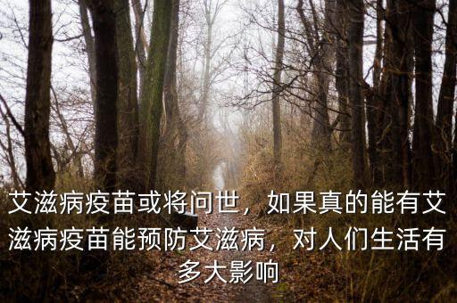 艾滋病疫苗或?qū)柺溃绻娴哪苡邪滩∫呙缒茴A防艾滋病，對人們生活有多大影響