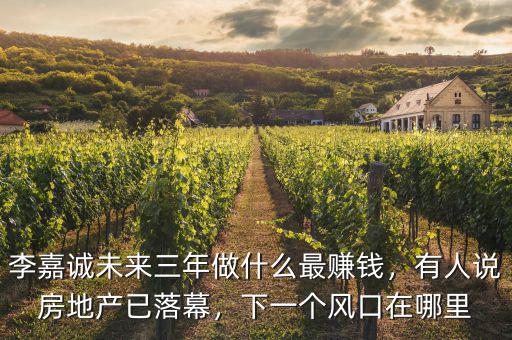 李嘉誠(chéng)未來(lái)三年做什么最賺錢，有人說(shuō)房地產(chǎn)已落幕，下一個(gè)風(fēng)口在哪里