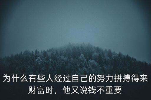 為什么有些人經(jīng)過自己的努力拼搏得來財富時，他又說錢不重要