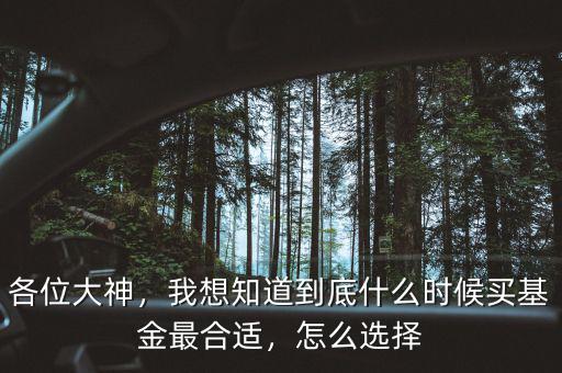各位大神，我想知道到底什么時候買基金最合適，怎么選擇